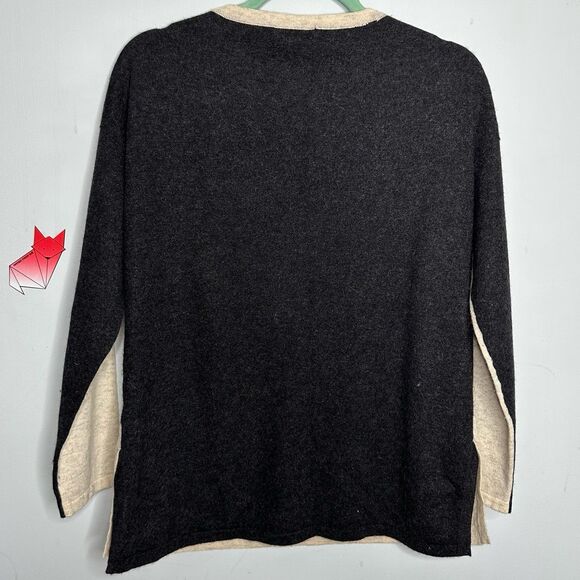 Vince Cashmere Minimalist Neutral Colorblock Bateau Neck Sweater Size XS - Picture 4 of 8